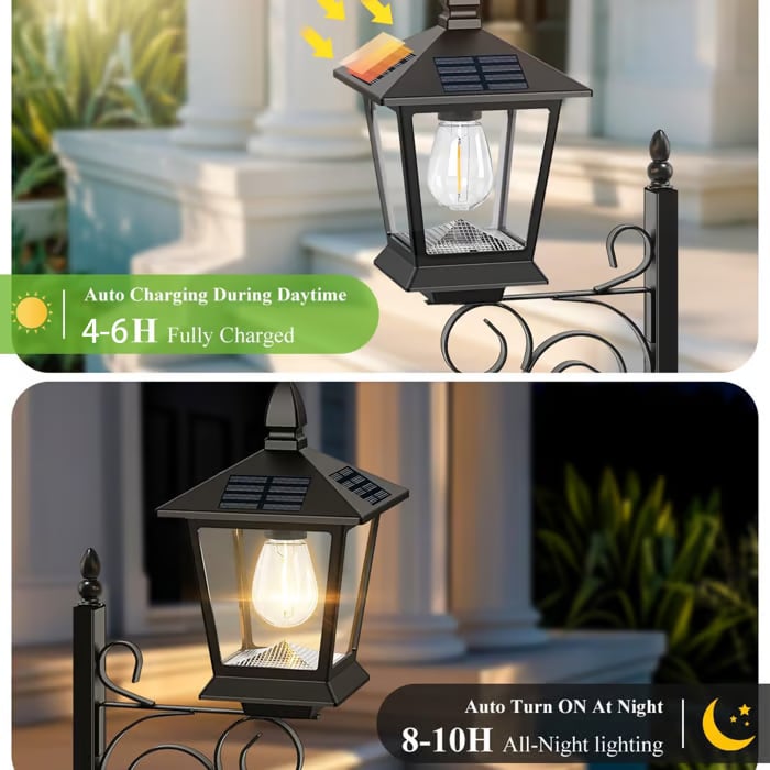 🌼 Outdoor Solar Planter Light – 2-in-1 Flower Pot & Lamp Post 🌙