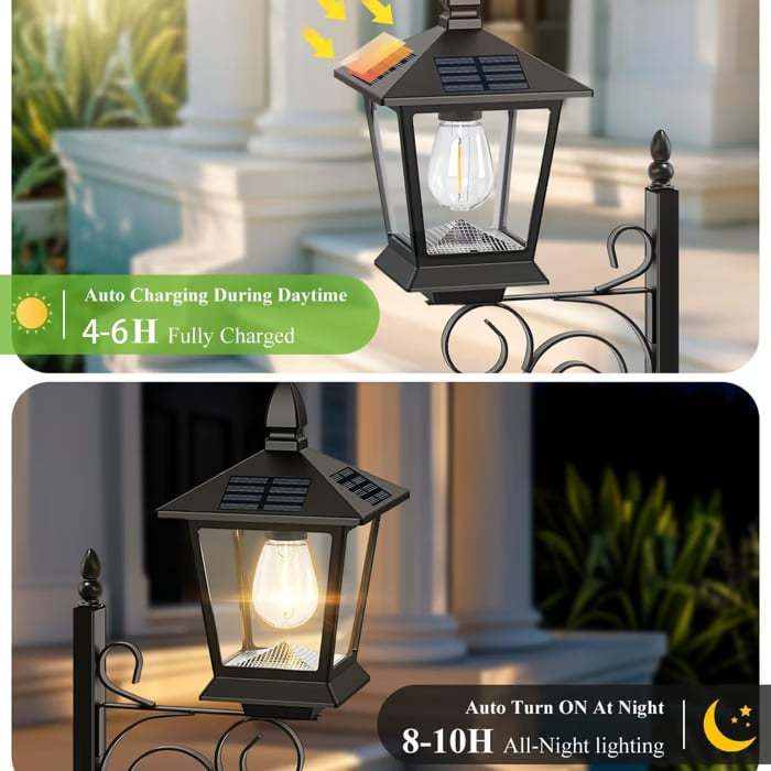 🌼 Outdoor Solar Planter Light – 2-in-1 Flower Pot & Lamp Post 🌙