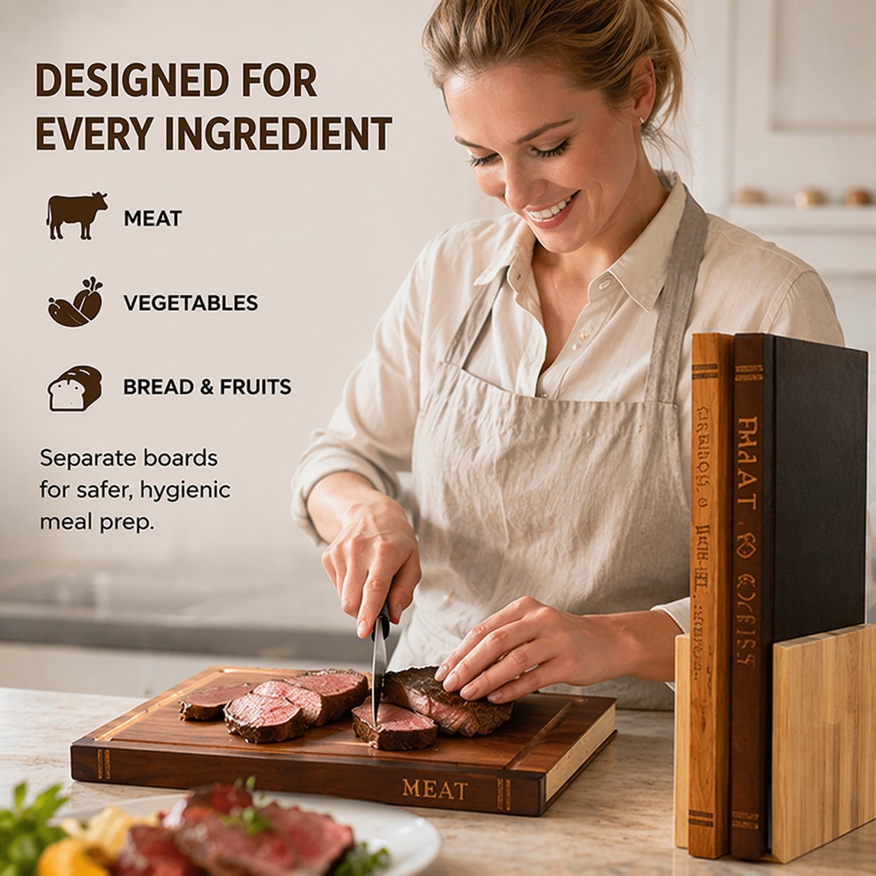 📚 Thick Wooden Cutting Boards Set (3-Piece)