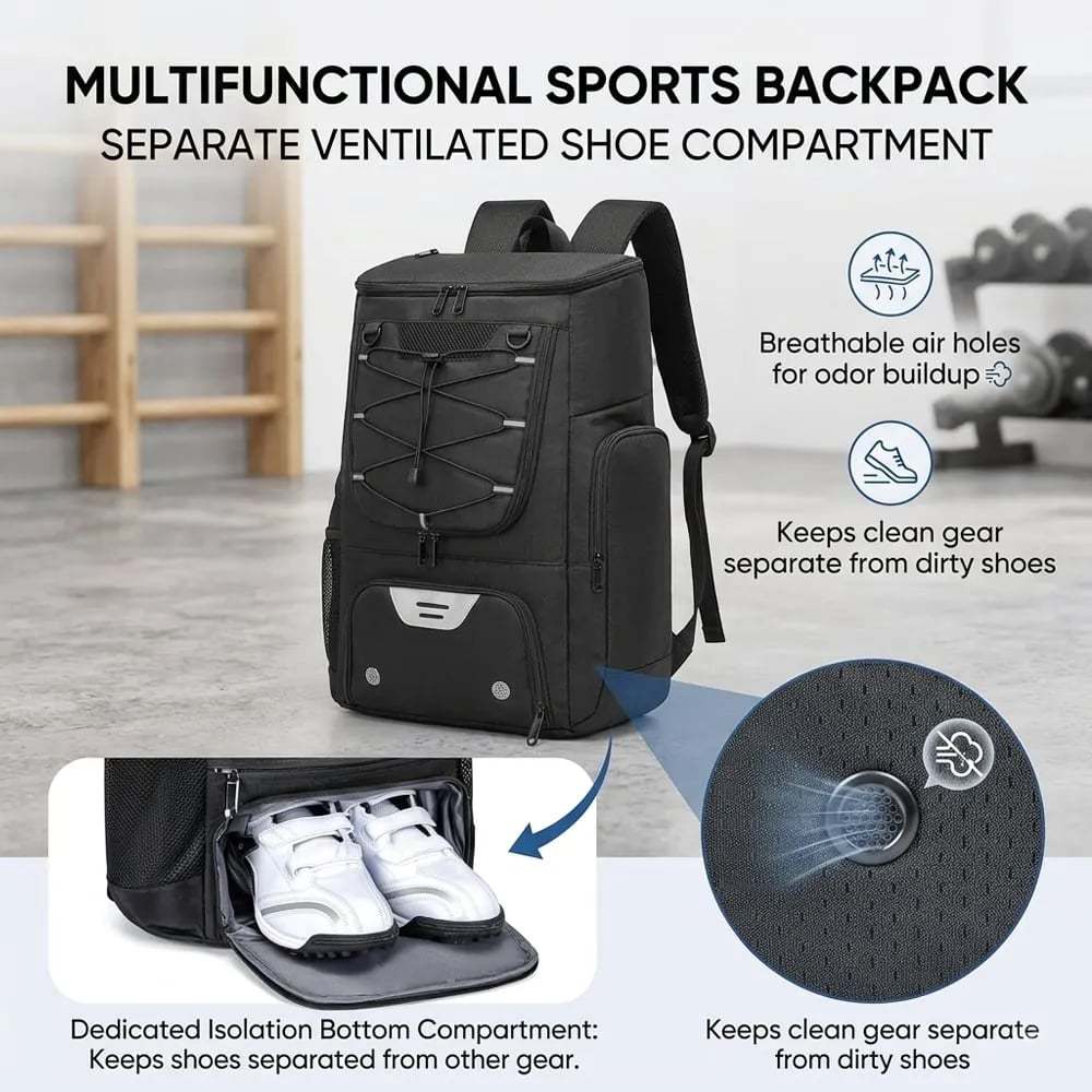 🏀 Basketball Backpack with Ball Holder & Shoe Compartment