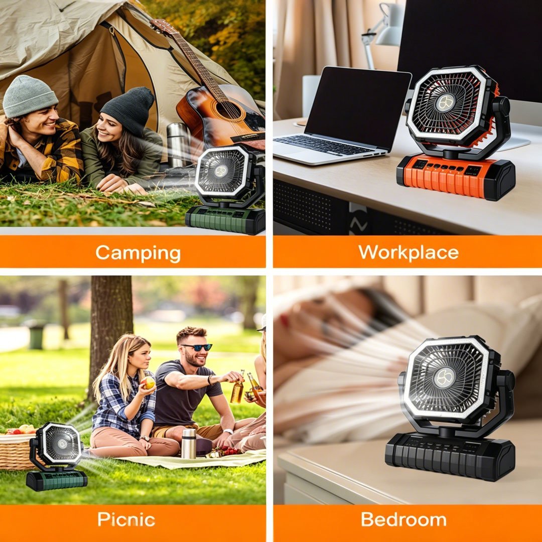 ✨ Your Ultimate Outdoor Cooling & Lighting Companion 