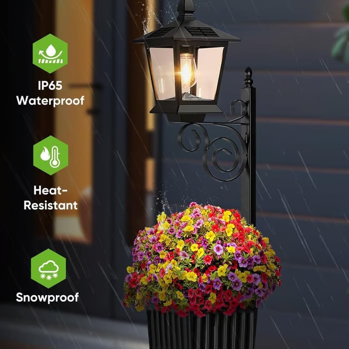 🌼 Outdoor Solar Planter Light – 2-in-1 Flower Pot & Lamp Post 🌙