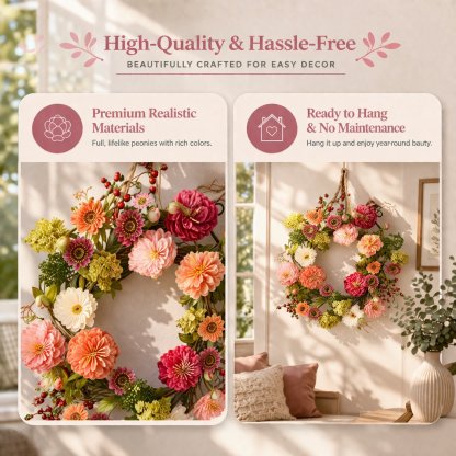 🌸 Mixed Peony Floral Wreath 🔥