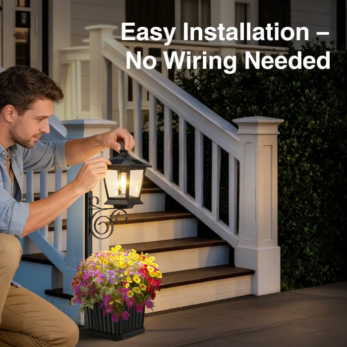 🌼 Outdoor Solar Planter Light – 2-in-1 Flower Pot & Lamp Post 🌙