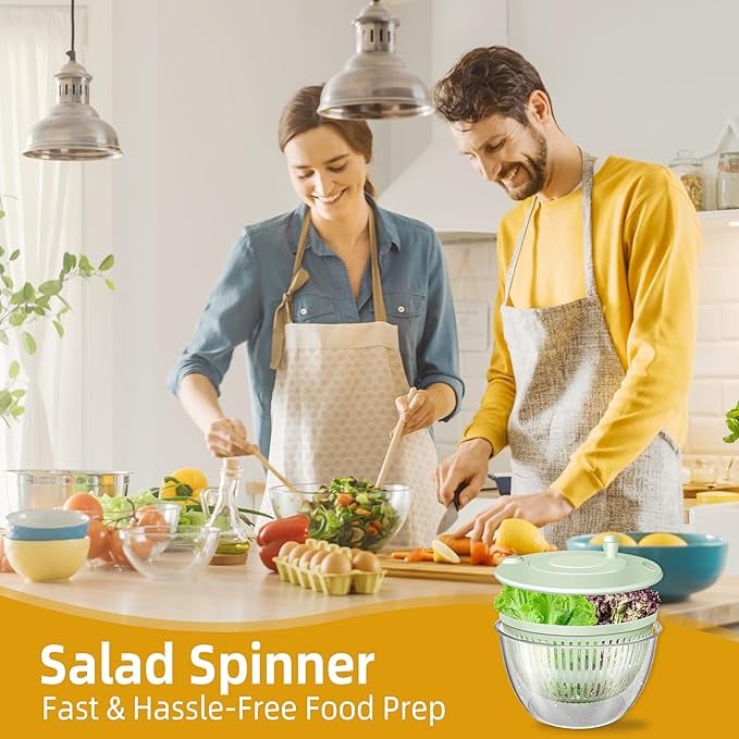 🥗 Large Capacity Salad Spinner Set with Multi-Blade Prep System