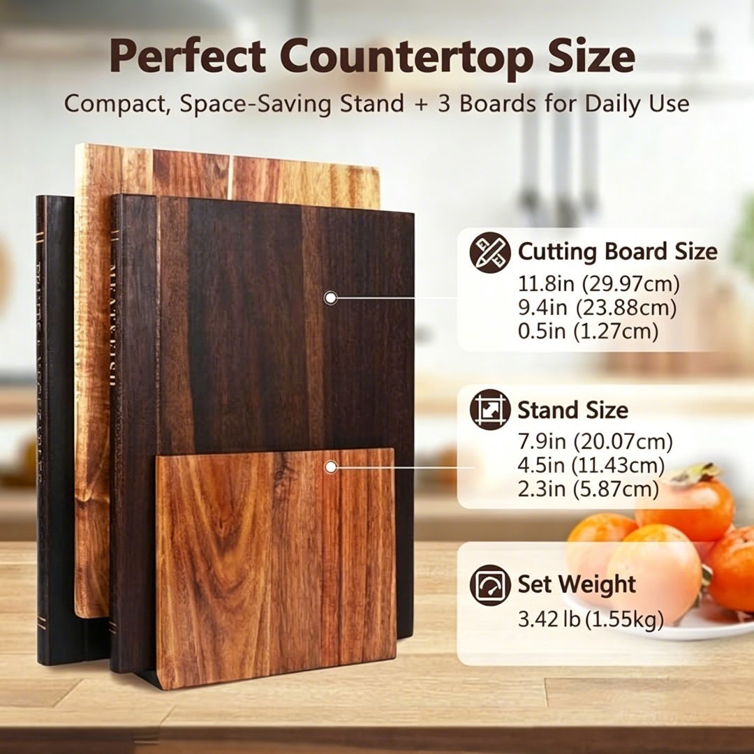 📚 Thick Wooden Cutting Boards Set (3-Piece)