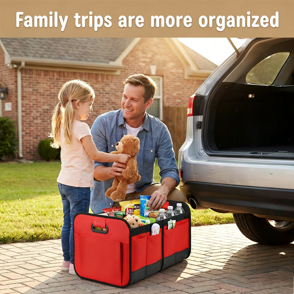 🚗Trunk Organizer for Car – Heavy Duty Foldable Car Storage with Multi Compartments