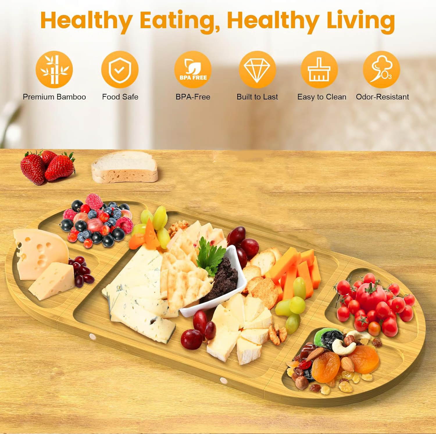 🧀 Bamboo Charcuterie Board Set