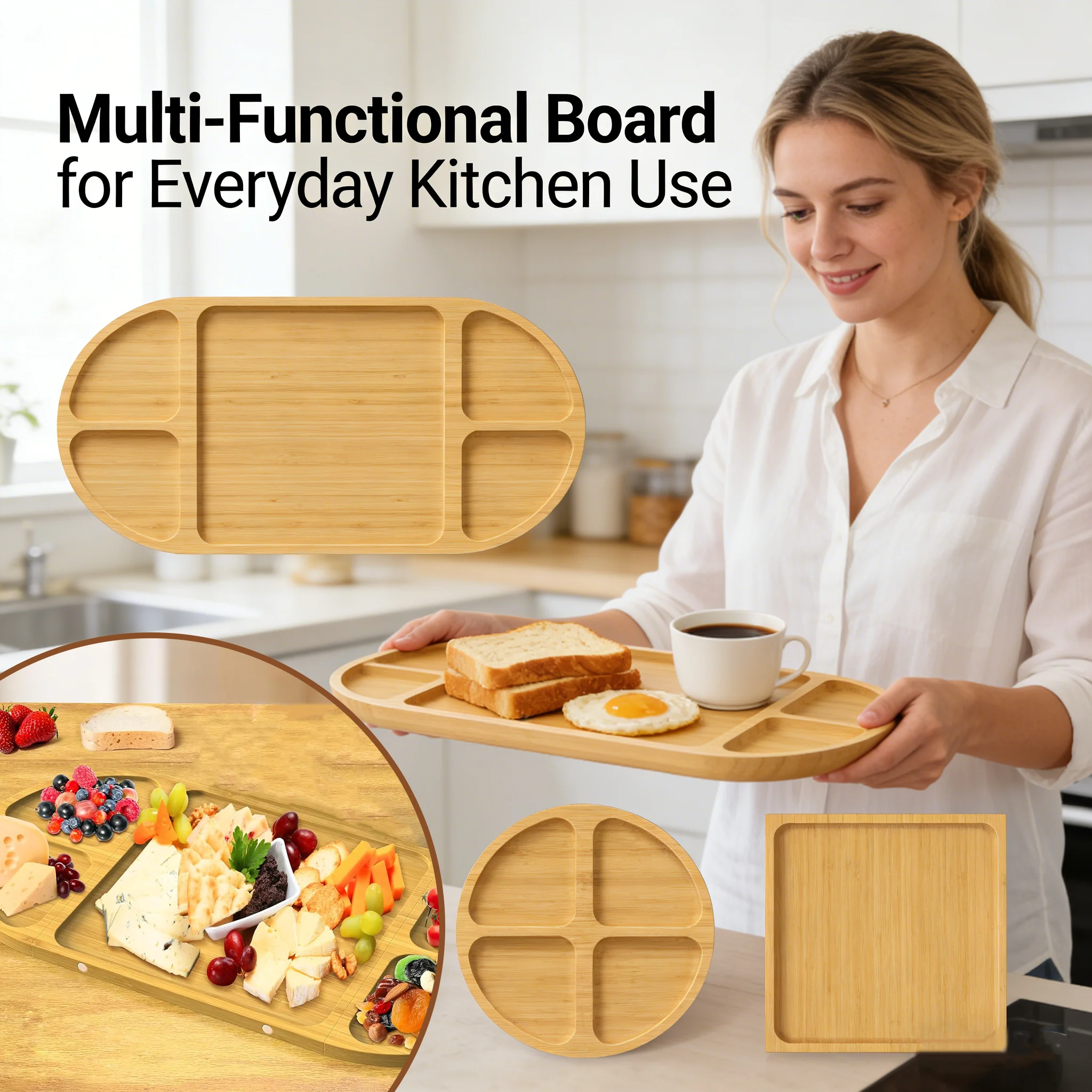 🧀 Bamboo Charcuterie Board Set