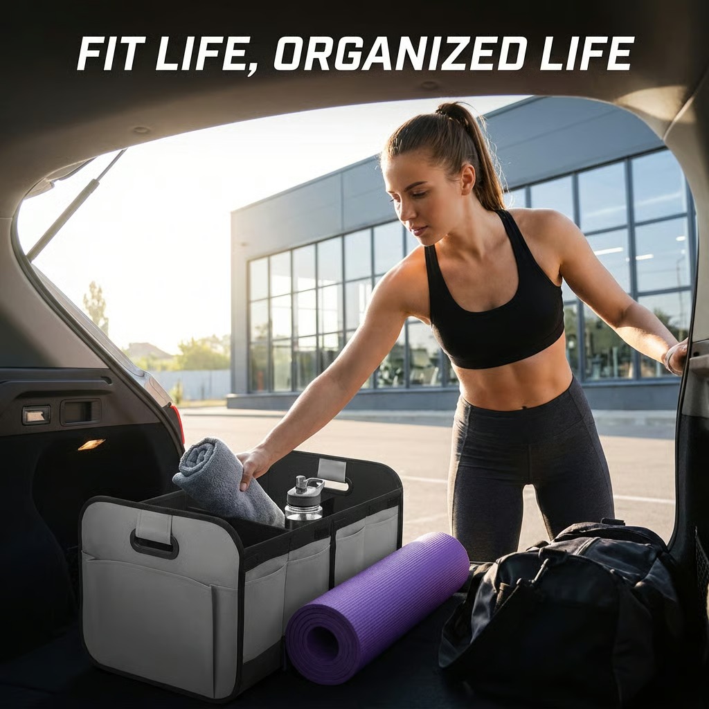 🚗Trunk Organizer for Car – Heavy Duty Foldable Car Storage with Multi Compartments