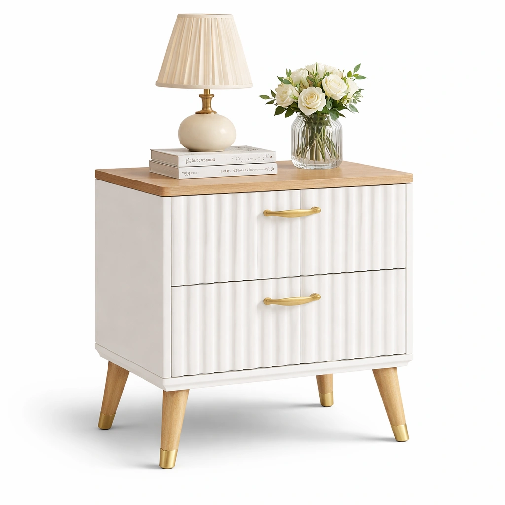 Nachttisch in weiss mit strukturfront-elvarixo