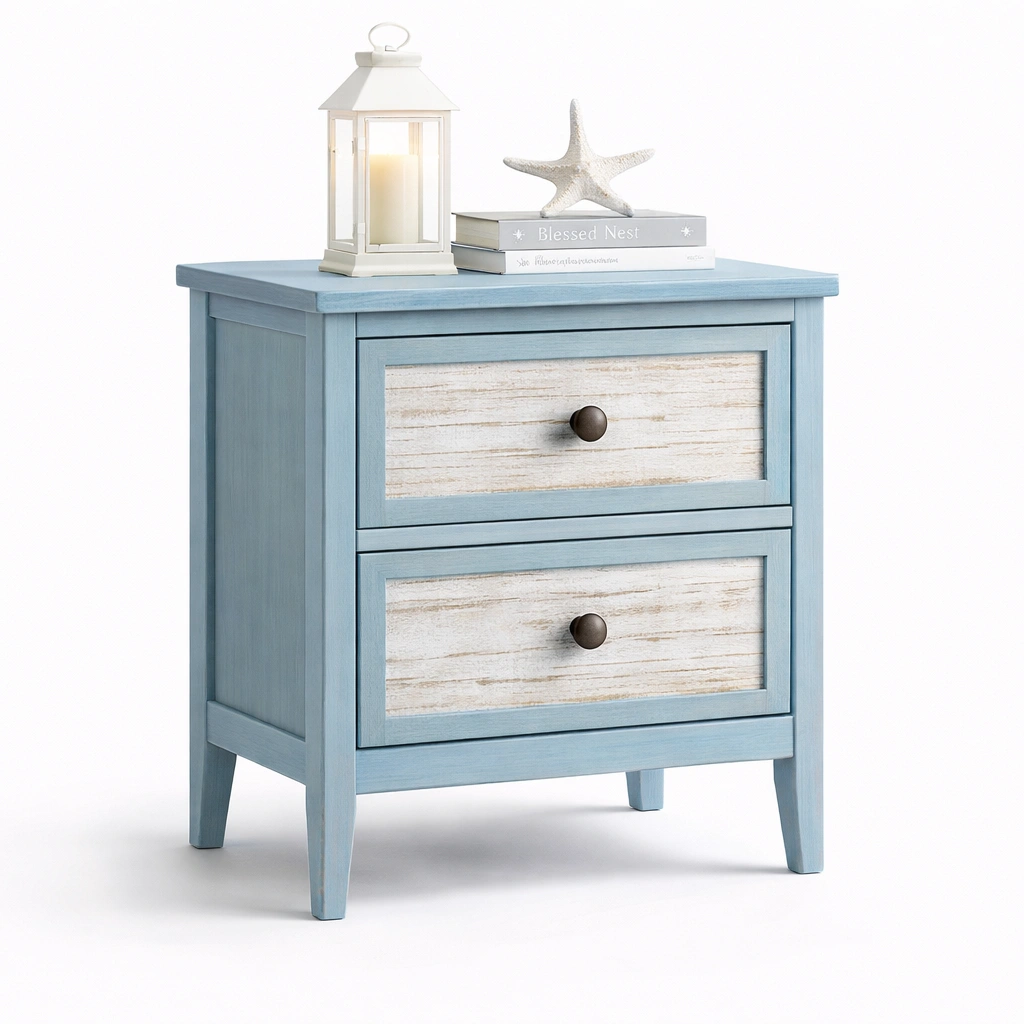 Nachttisch im landhausstil blau weiss-elvarixo