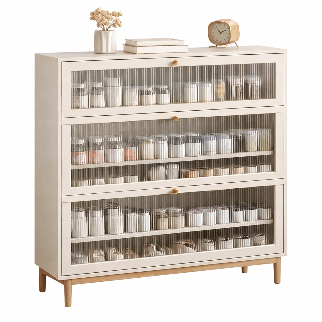 Vitrine mit glasfront und mehreren faechern-elvarixo