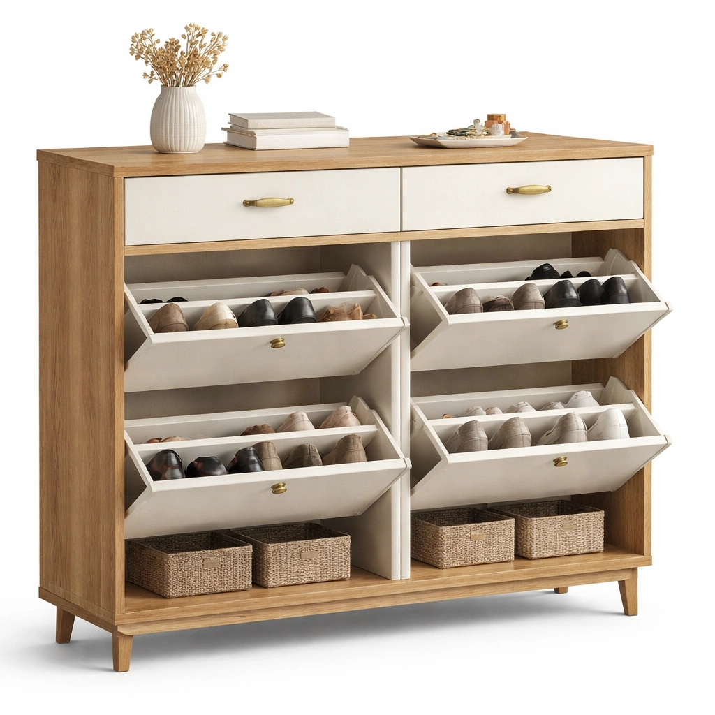 Schuhschrank mit klappfaechern und schubladen-elvarixo