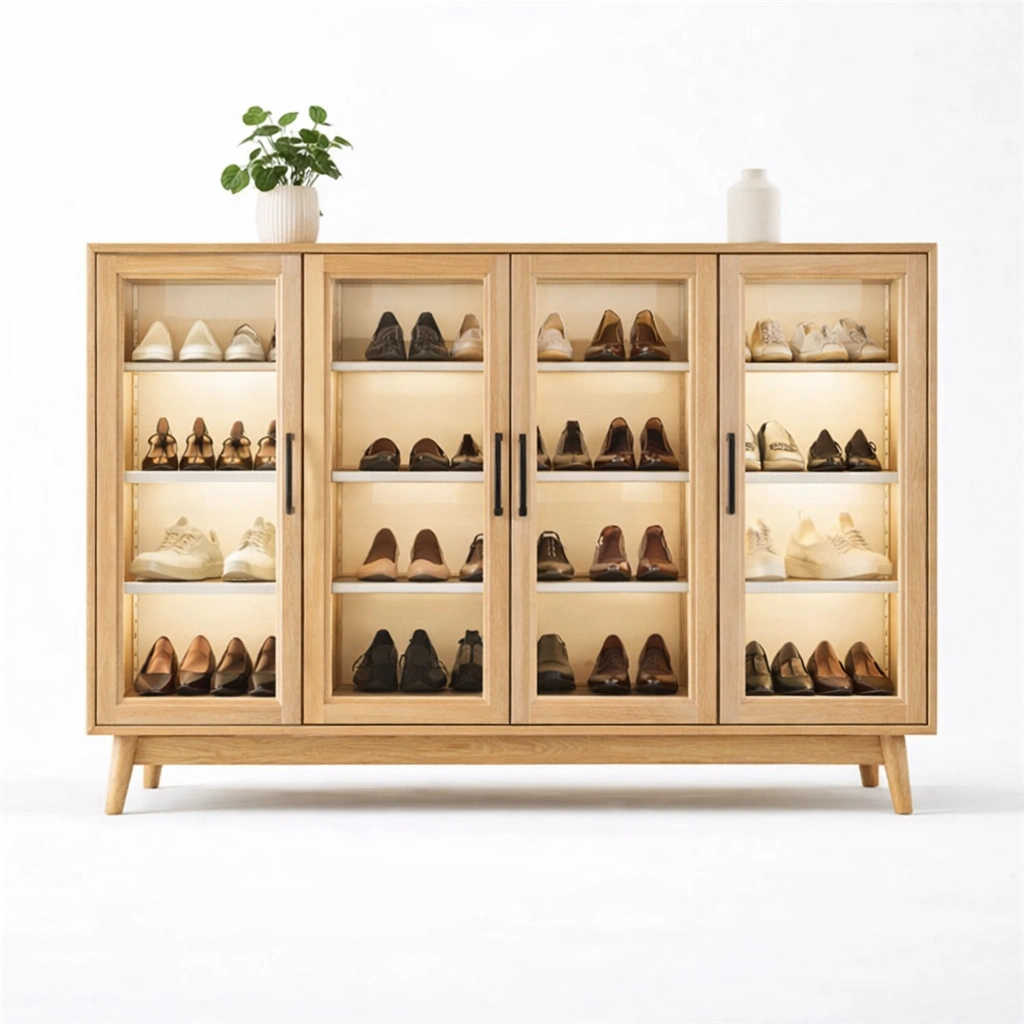 Schuhvitrine mit glas tueren und beleuchtung-elvarixo