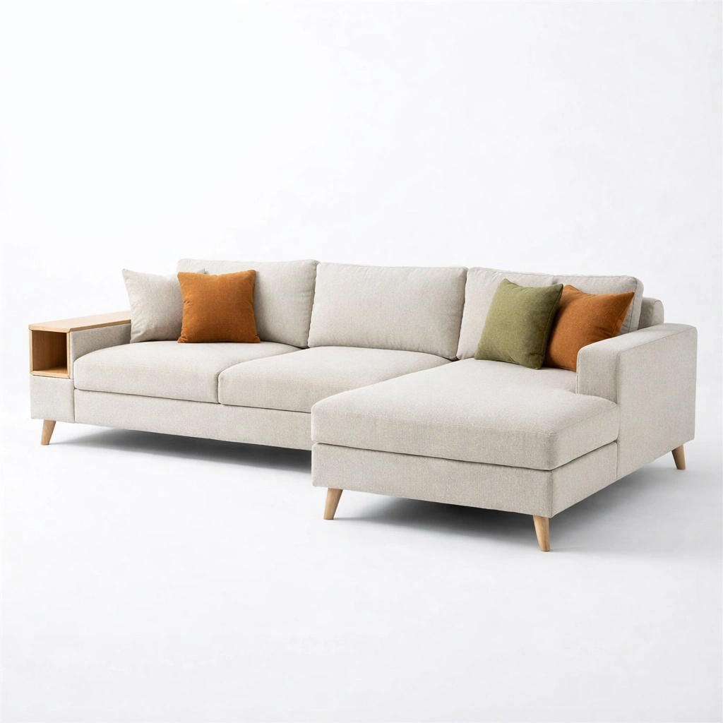 Ecksofa hellbeige mit chaise lounge-elvarixo
