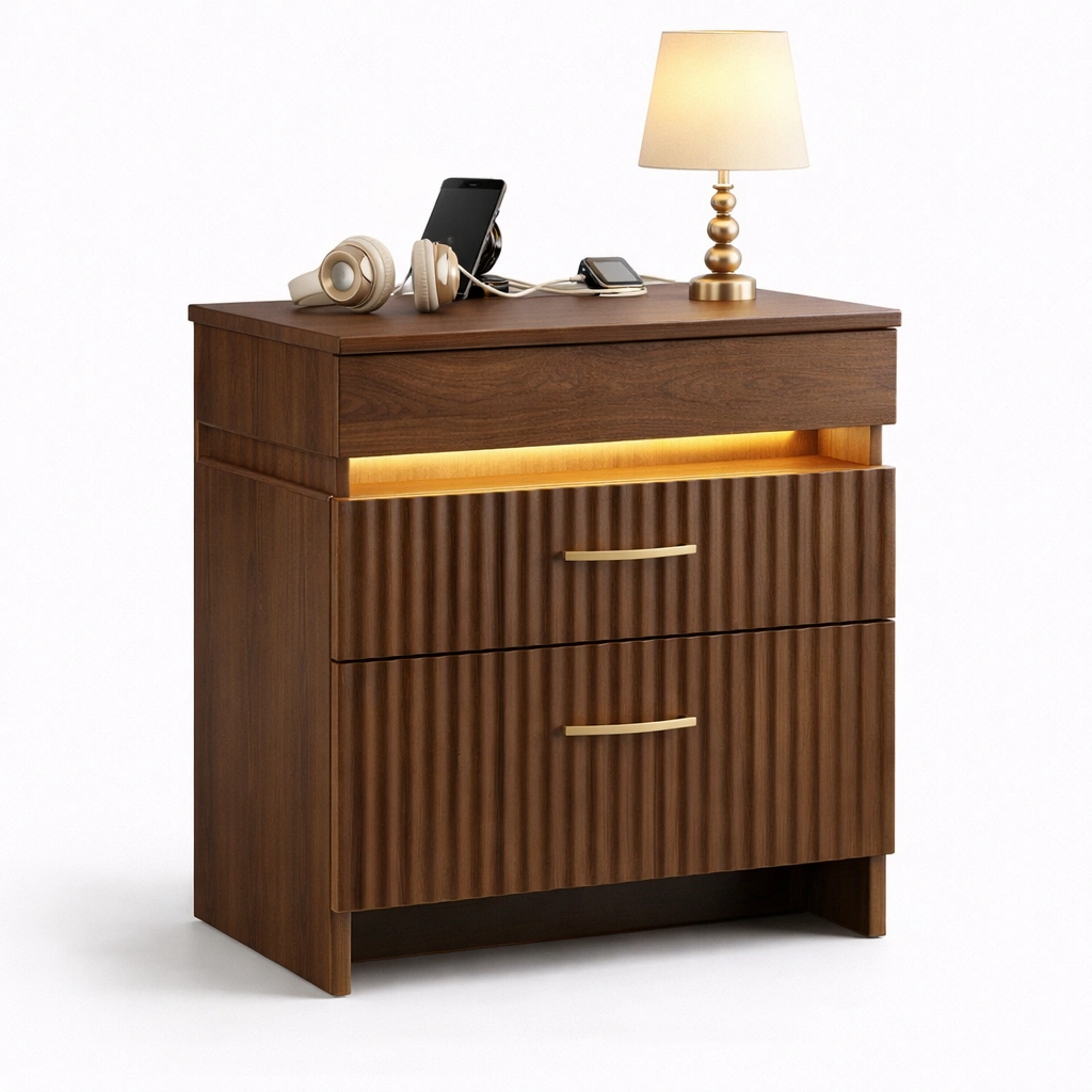 Nachttisch mit indirekter Beleuchtung und Schubladen-avnorae