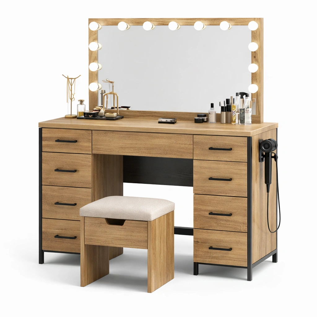 Grosser Schminktisch mit mehreren Schubladen-avnorae