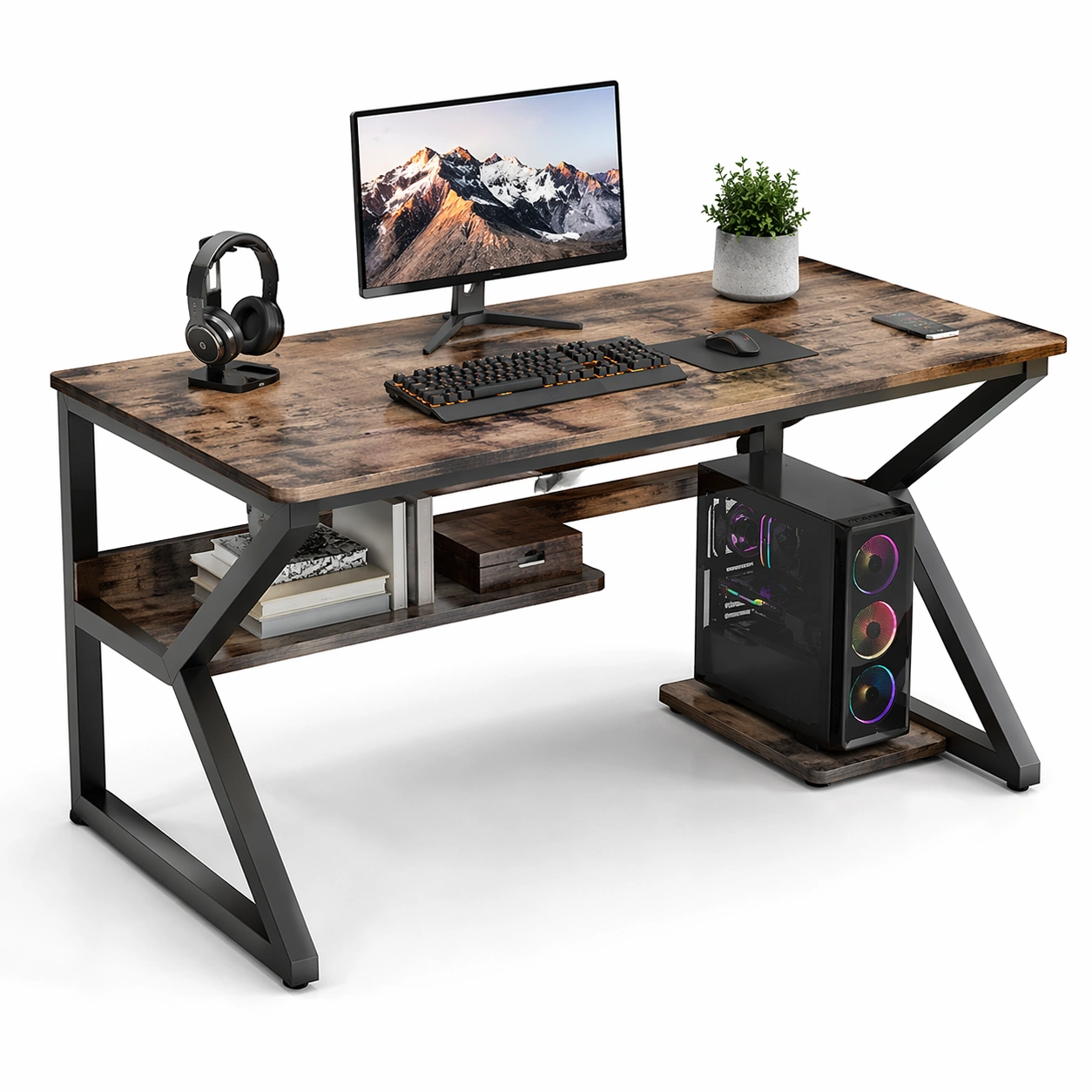 Moderner Schreibtisch mit Metallgestell-avnorae