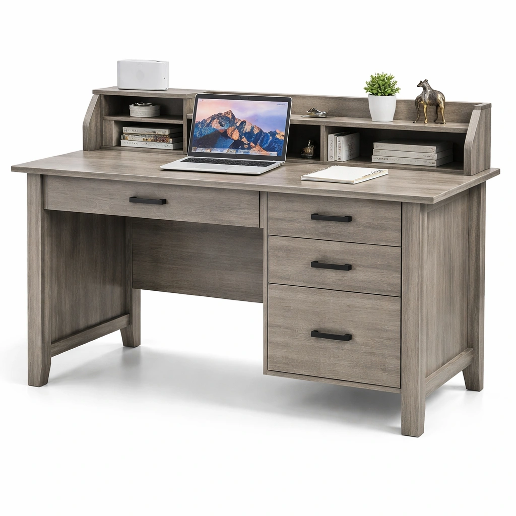 Schreibtisch mit Regal und Schubladen-avnorae