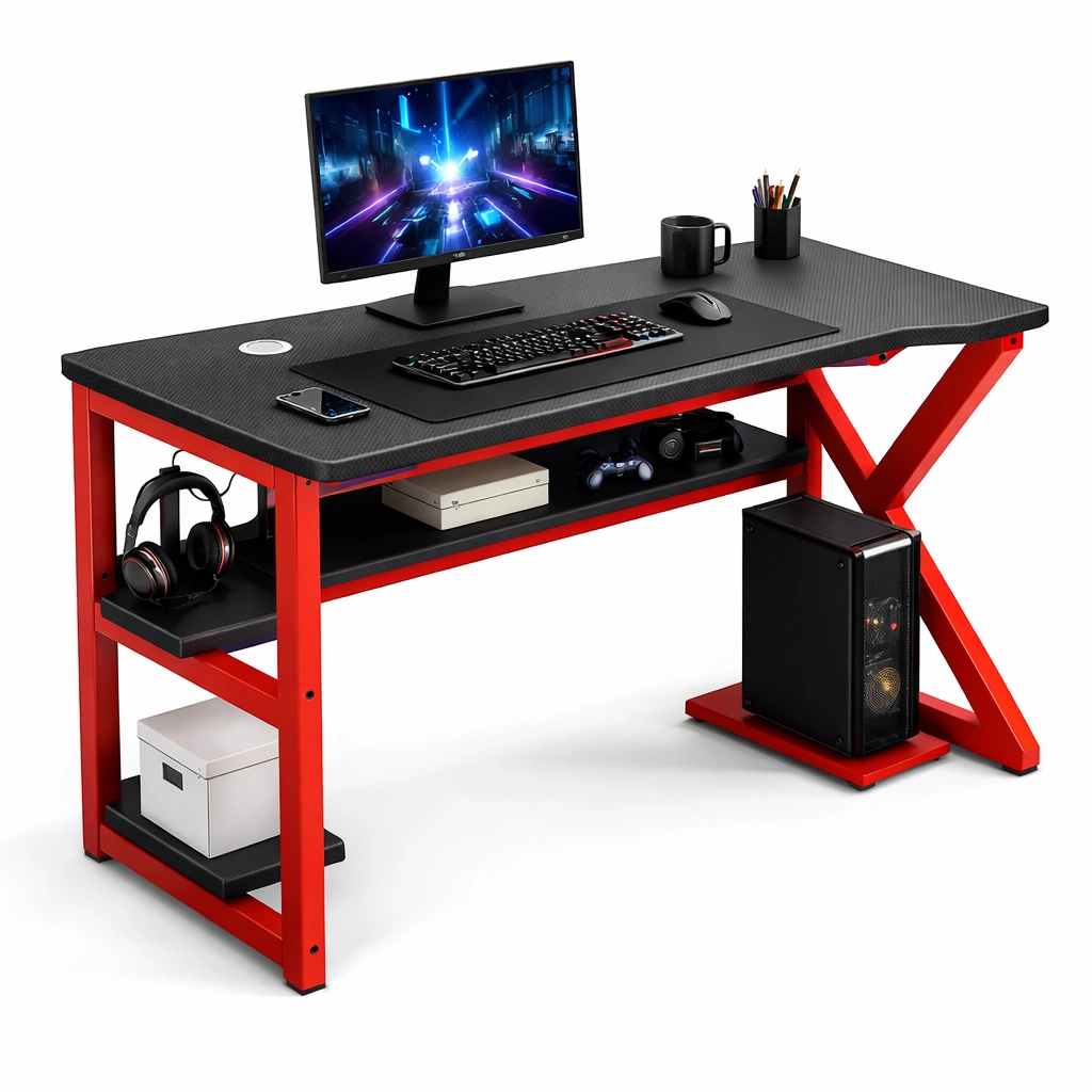 Gaming Schreibtisch mit Metallgestell-avnorae