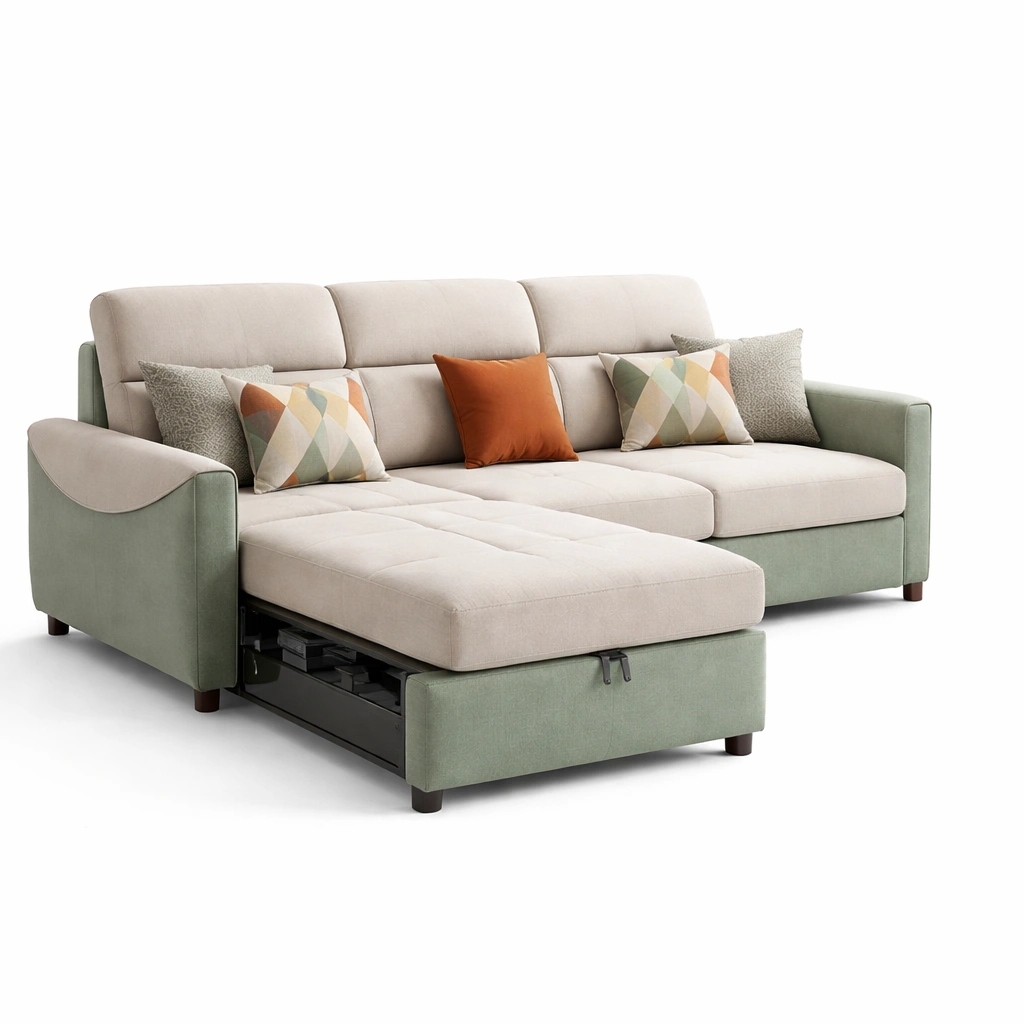 Schlafsofa mit Bettfunktion und Stauraum-avnorae