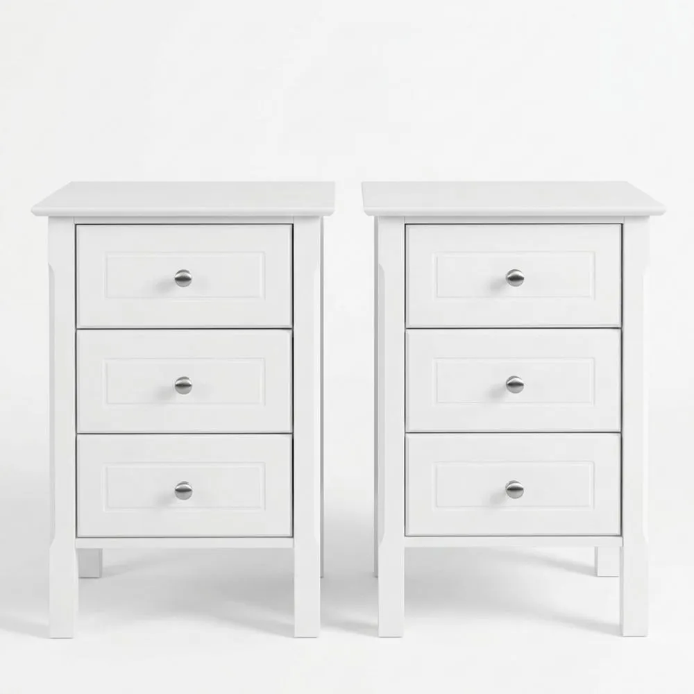 Mesas de Noche Modernas con 3 Cajones para Dormitorio