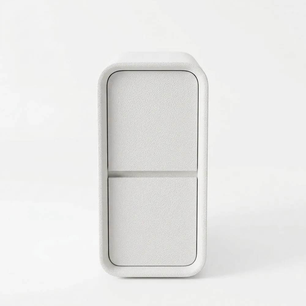 Mesita de noche estrecha de 20 cm con superficie de cuero y 2 cajones, para dormitorio y salón