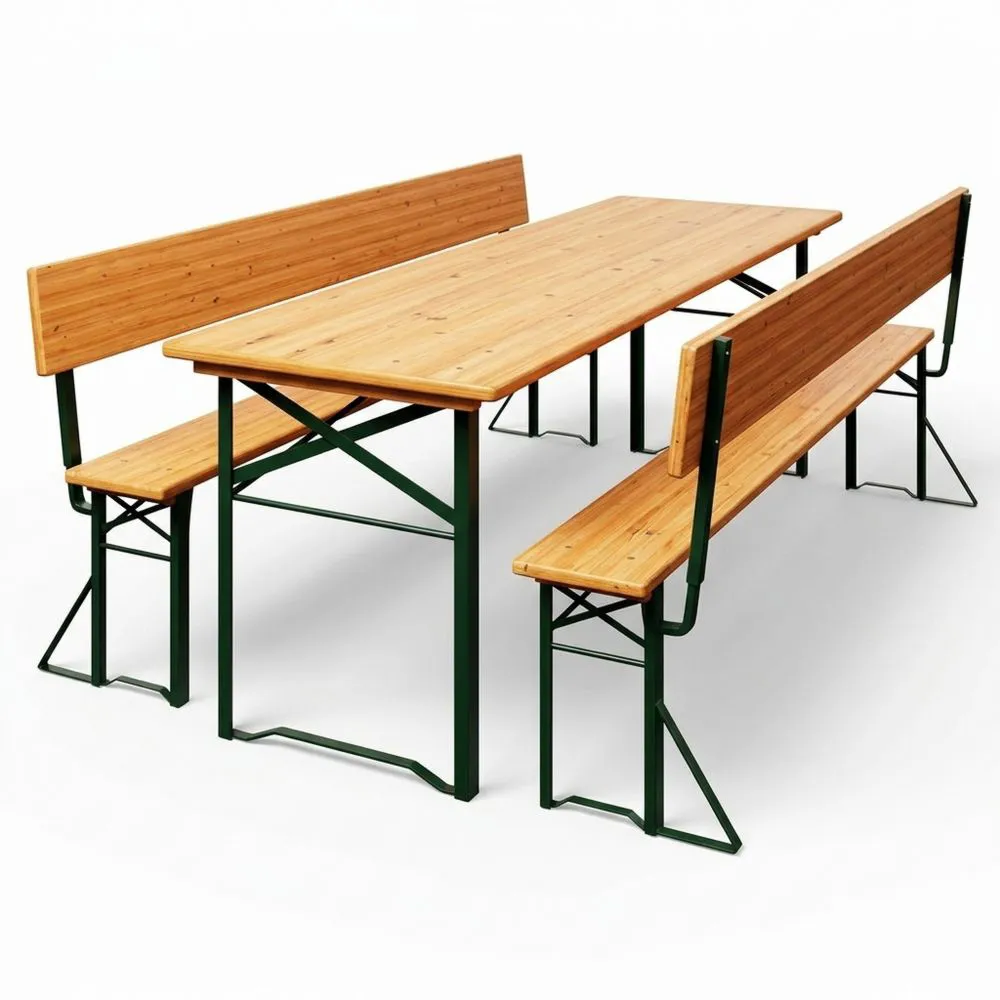 Mesa extra grande para carpa con respaldo y mesa plegable, 180 cm de largo