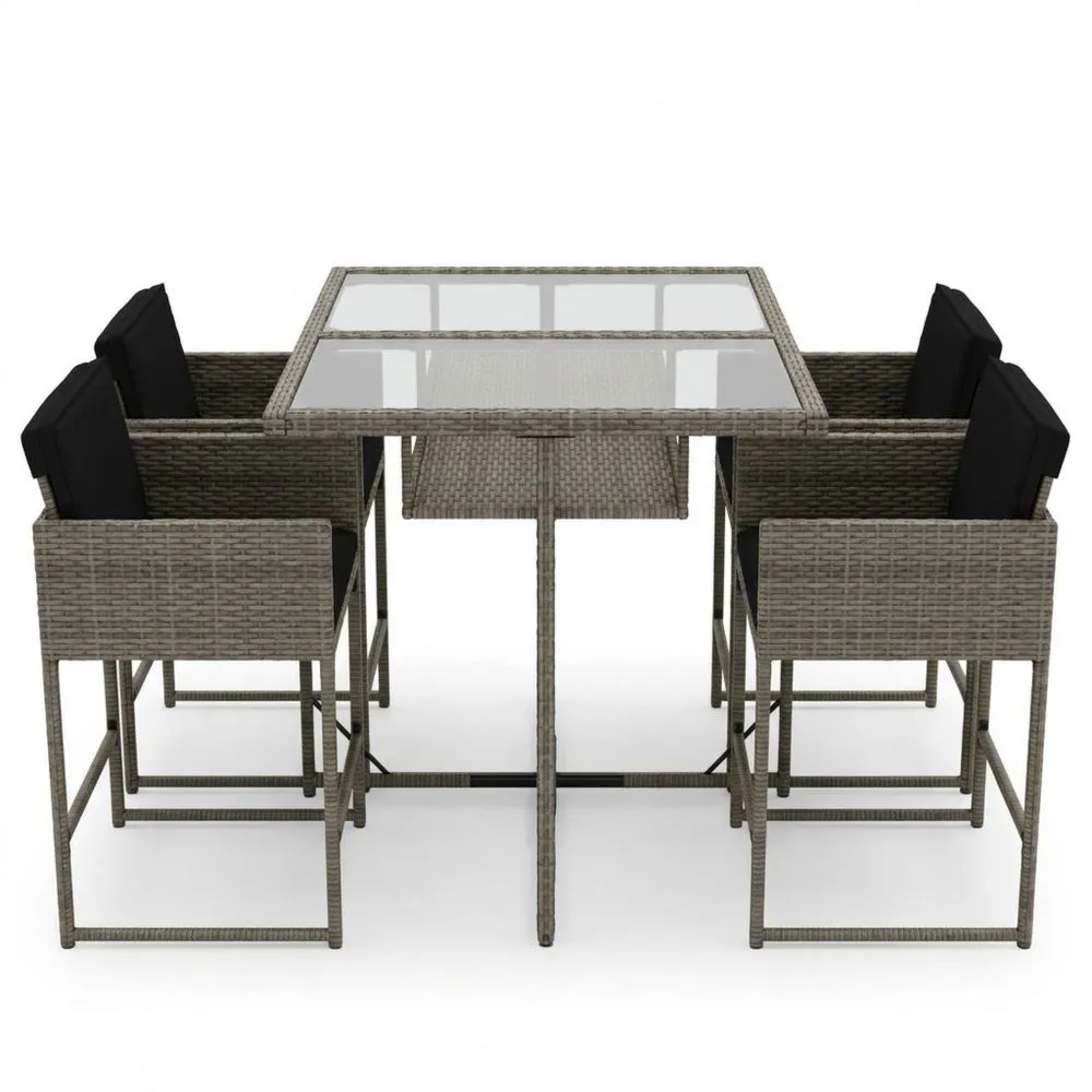 Conjunto de Comedor de Jardín de Ratán Beige 5 Piezas
