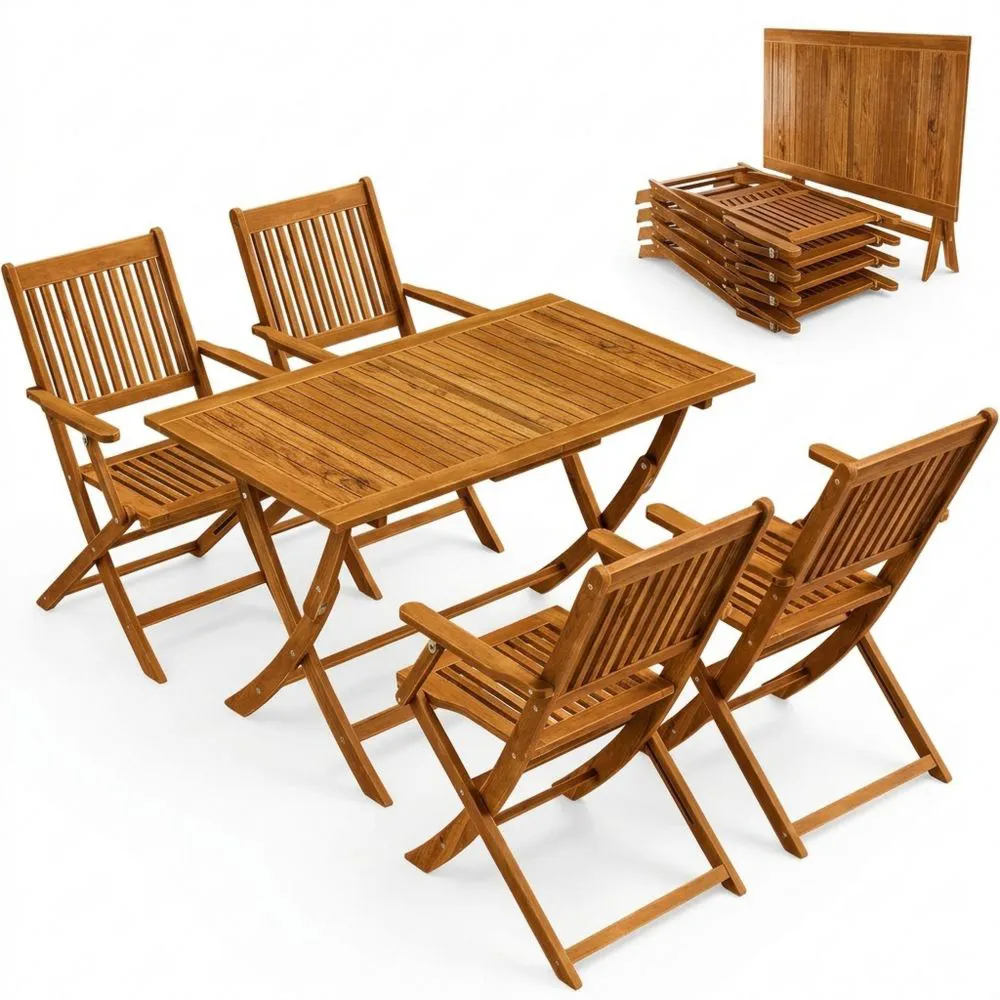 Juego de Muebles de Jardín 5 Piezas Resistente para Terraza