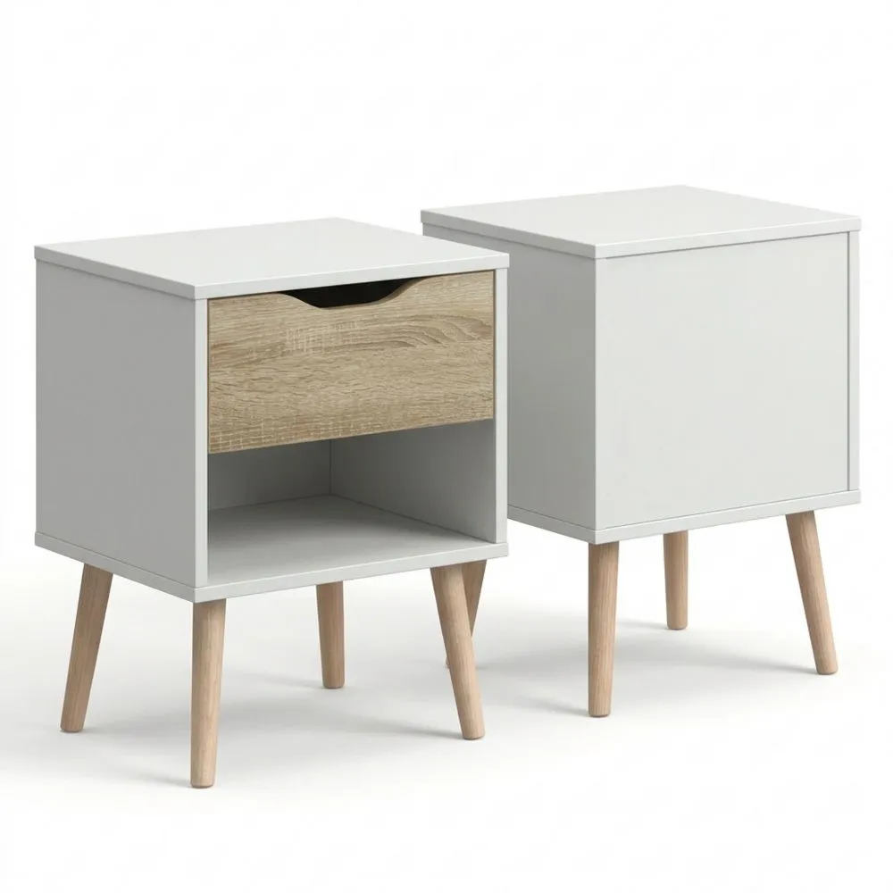 Mesas de Noche Nórdicas con Cajón para Dormitorio