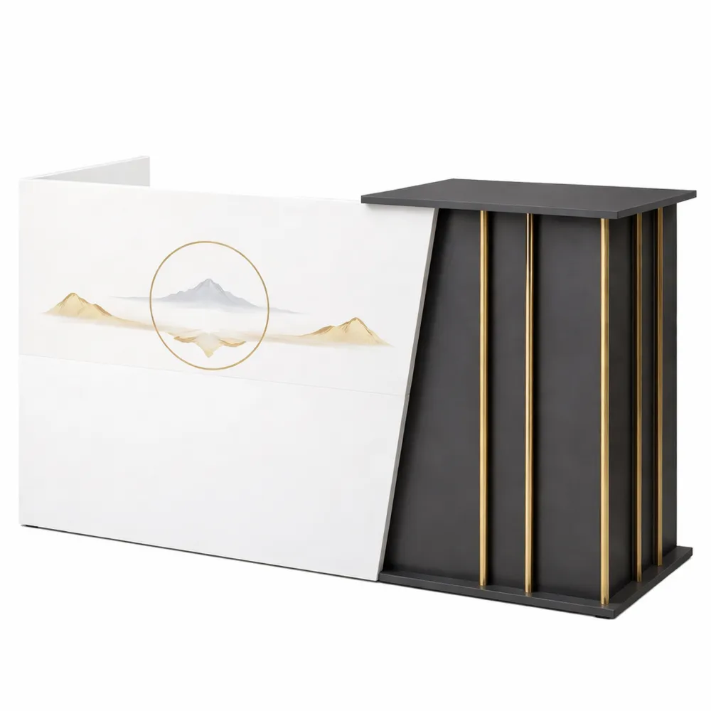 Bancone Reception con Cassetti e Serratura per Ufficio, Centro Estetico, Supermercato, Hotel