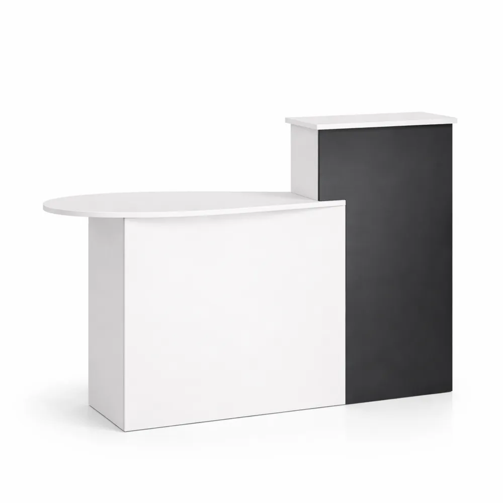 Bancone reception con ripiano e cassetto con serratura