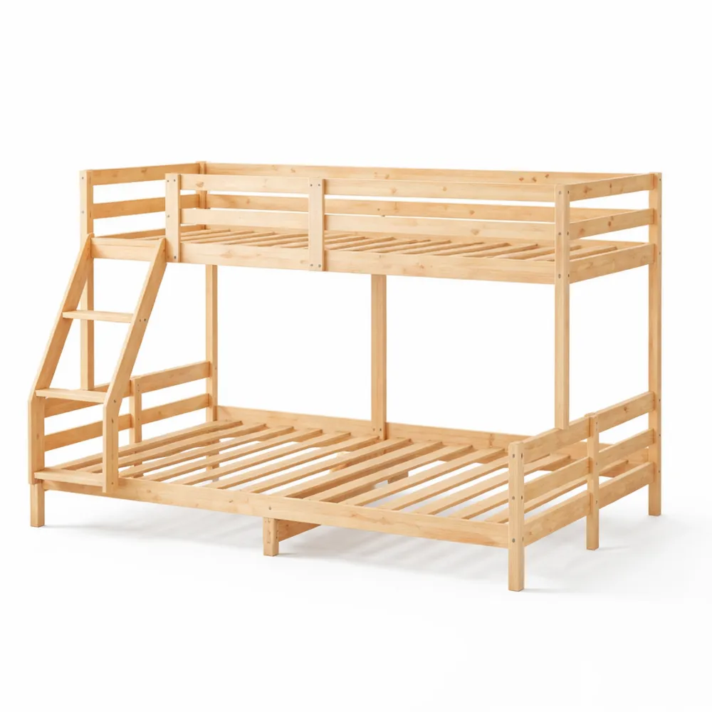 Letto a castello in legno massello con scala per bambini