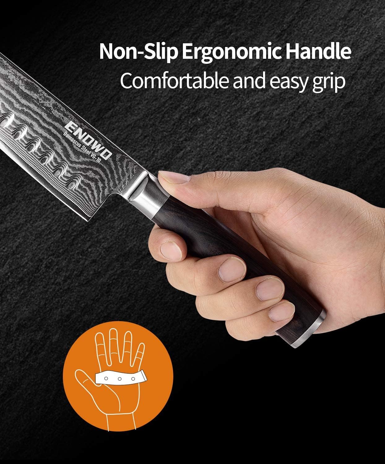 KD Damascus Chef Knife Sushi Knife Japanese VG-10 with Gift Box
