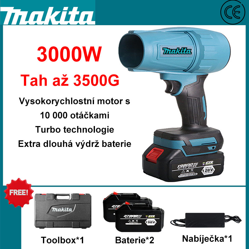 Bezkomutátorový lithiový turbodmychadlo Makita 3200W