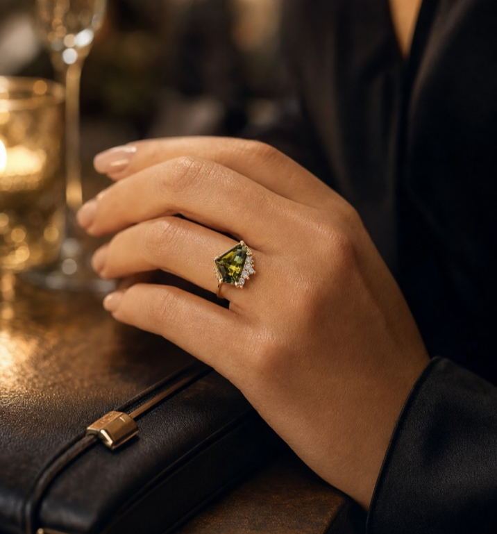 4,05 ct nepravidelná shluk volně tvarovaných safírů a diamantů