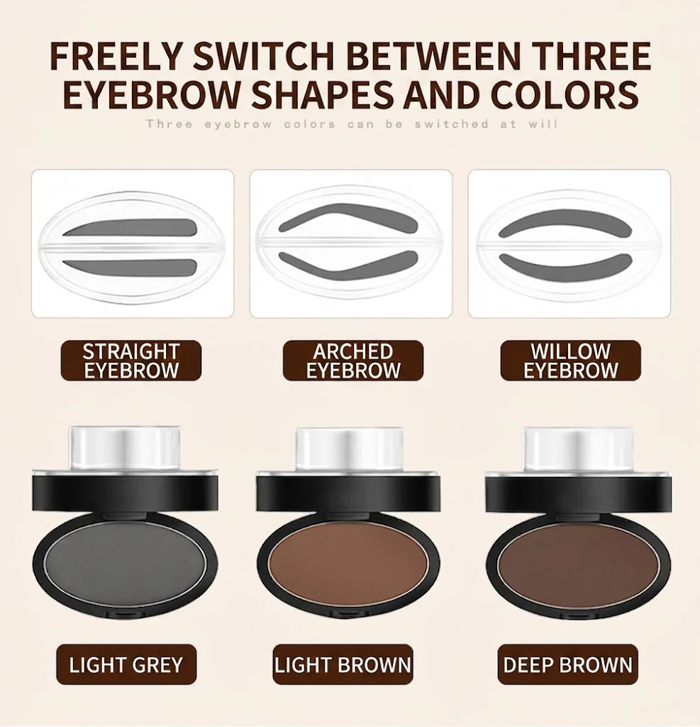 Instant Symmetrical Eyebrow Stamp Kit – Effortless Waterproof Brow Powder Makeup