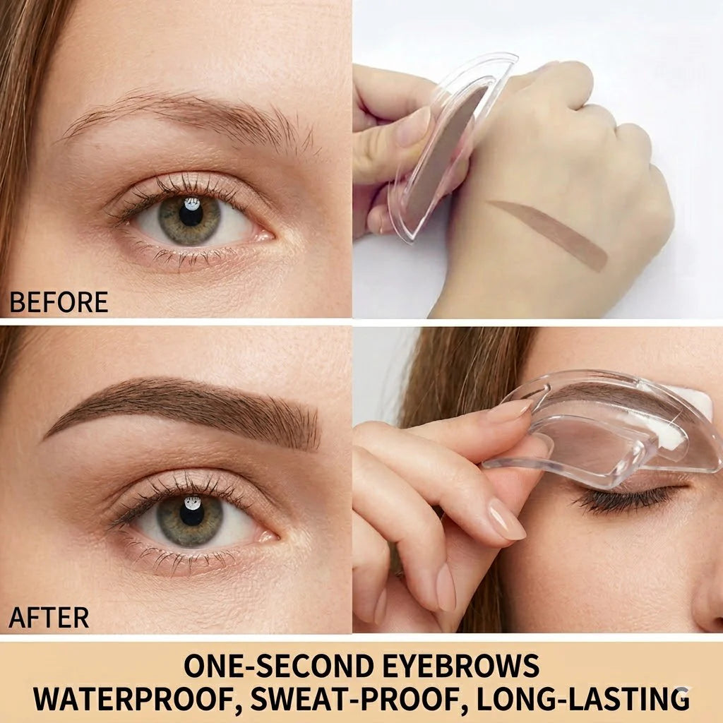 Instant Symmetrical Eyebrow Stamp Kit – Effortless Waterproof Brow Powder Makeup