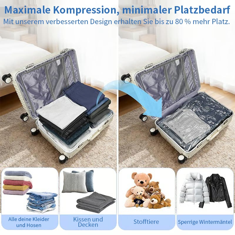 🔥Kabelloses Reise-Vakuum-Aufbewahrungskompressionsbeutel-Set - TSA-zugelassen & Wiederverwendbar | Bis zu 80% mehr Platz