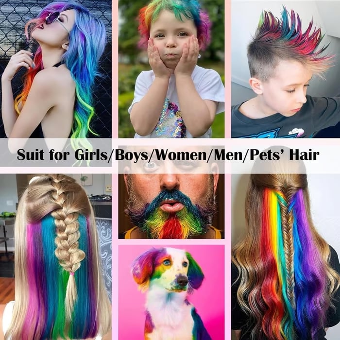 Hair Chalk Comb Set — 10 Vibrant Shades for Instant Style