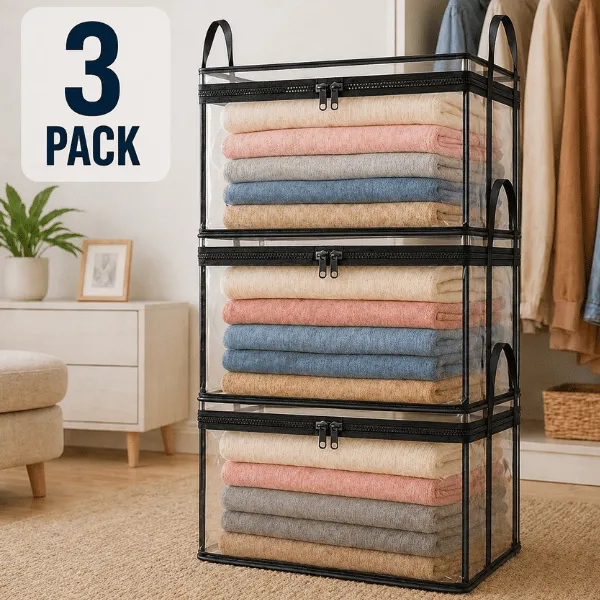 🔥Last Day 49% OFF📦Portable Large Heavy-Duty Thick Plastic Clear Storage Box with Hinged Lid | Home, Travel & Camping