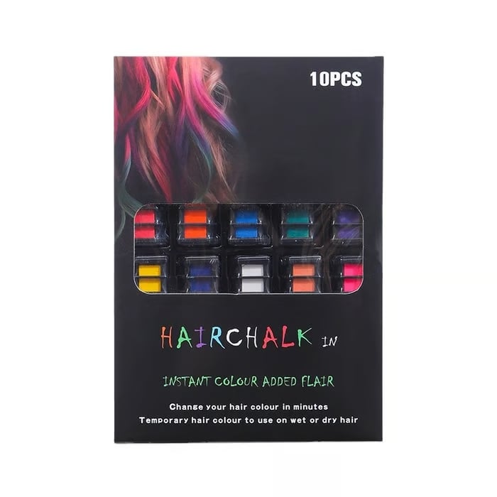 Hair Chalk Comb Set — 10 Vibrant Shades for Instant Style