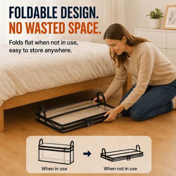 🔥Last Day 49% OFF📦Portable Large Heavy-Duty Thick Plastic Clear Storage Box with Hinged Lid | Home, Travel & Camping