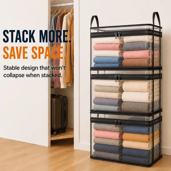 🔥Last Day 49% OFF📦Portable Large Heavy-Duty Thick Plastic Clear Storage Box with Hinged Lid | Home, Travel & Camping
