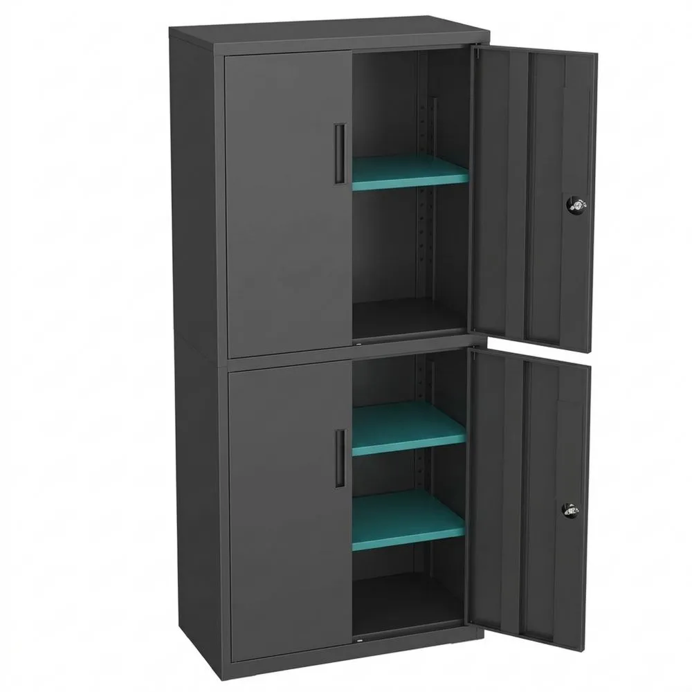 Armario Metálico de 5 Estantes con Puertas y Cerraduras