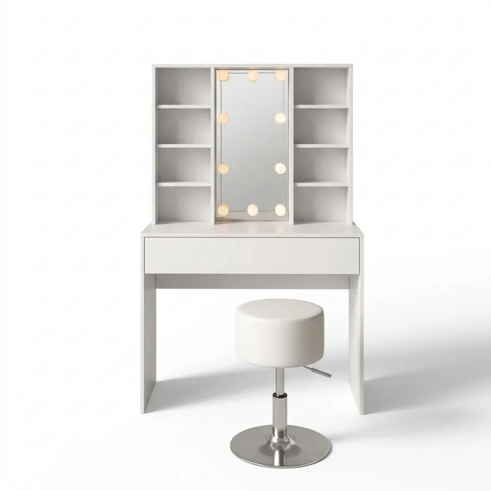 Tocador Blanco con Taburete de 93 cm