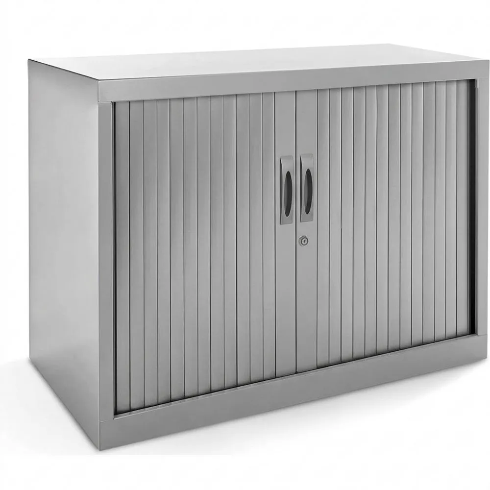 Armario Metálico Archivador para Oficina con Puertas Correderas y Estantes Ajustables en Altura, Cerradura, 102x45x70cm - Gris