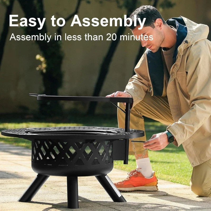 ⚡Flash Sale⚡2-in-1 Patio Fire Pit with Poker 32"